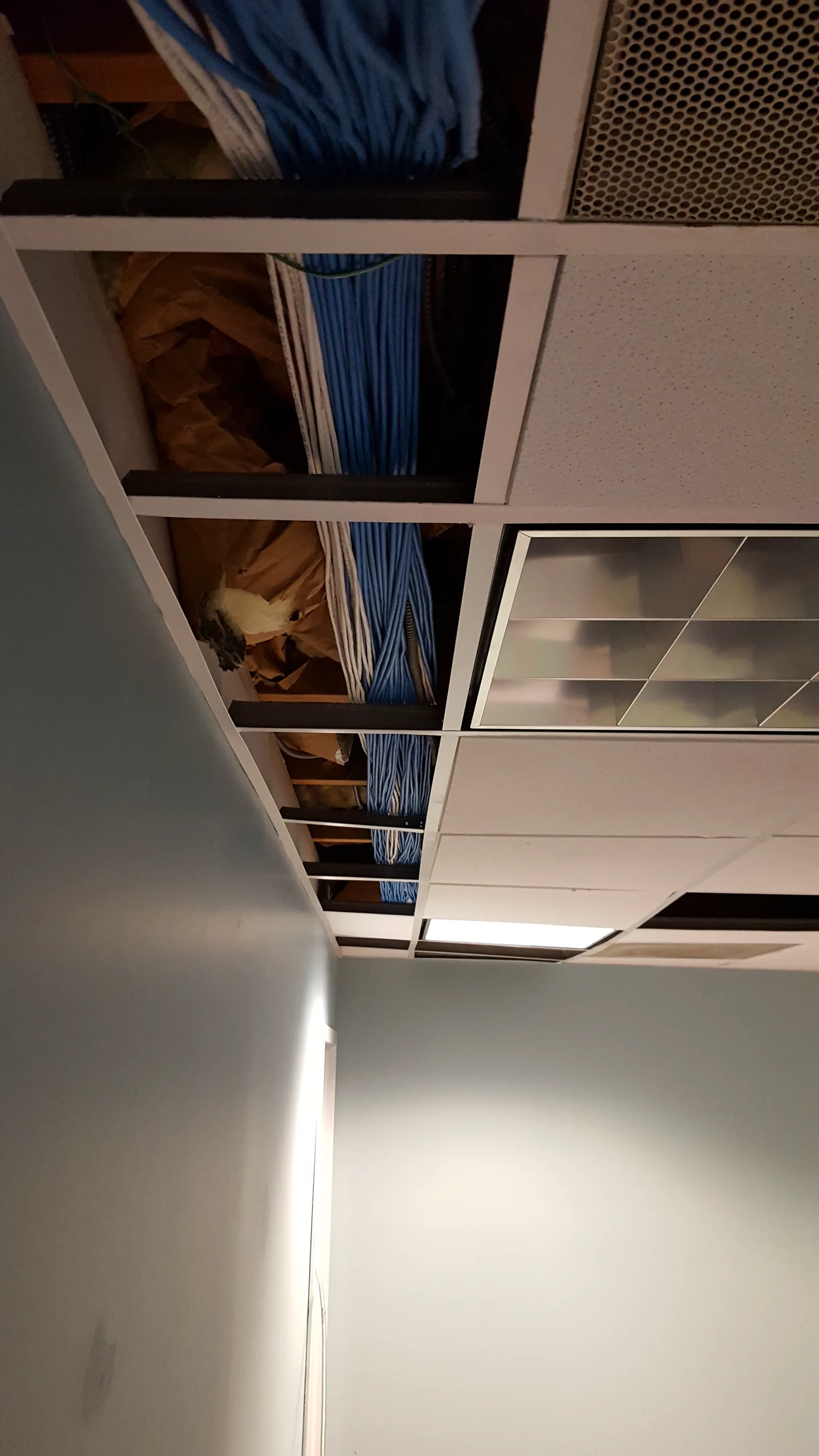 Too many wires resting on a suspended ceiling
