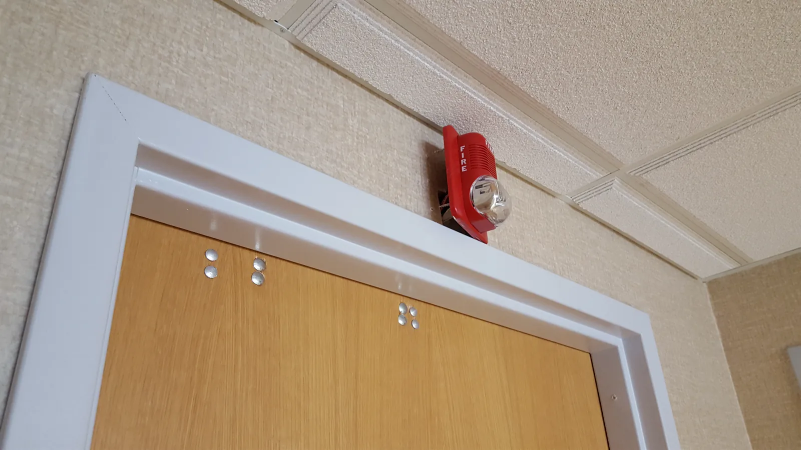 Wires routed through an improvised opening