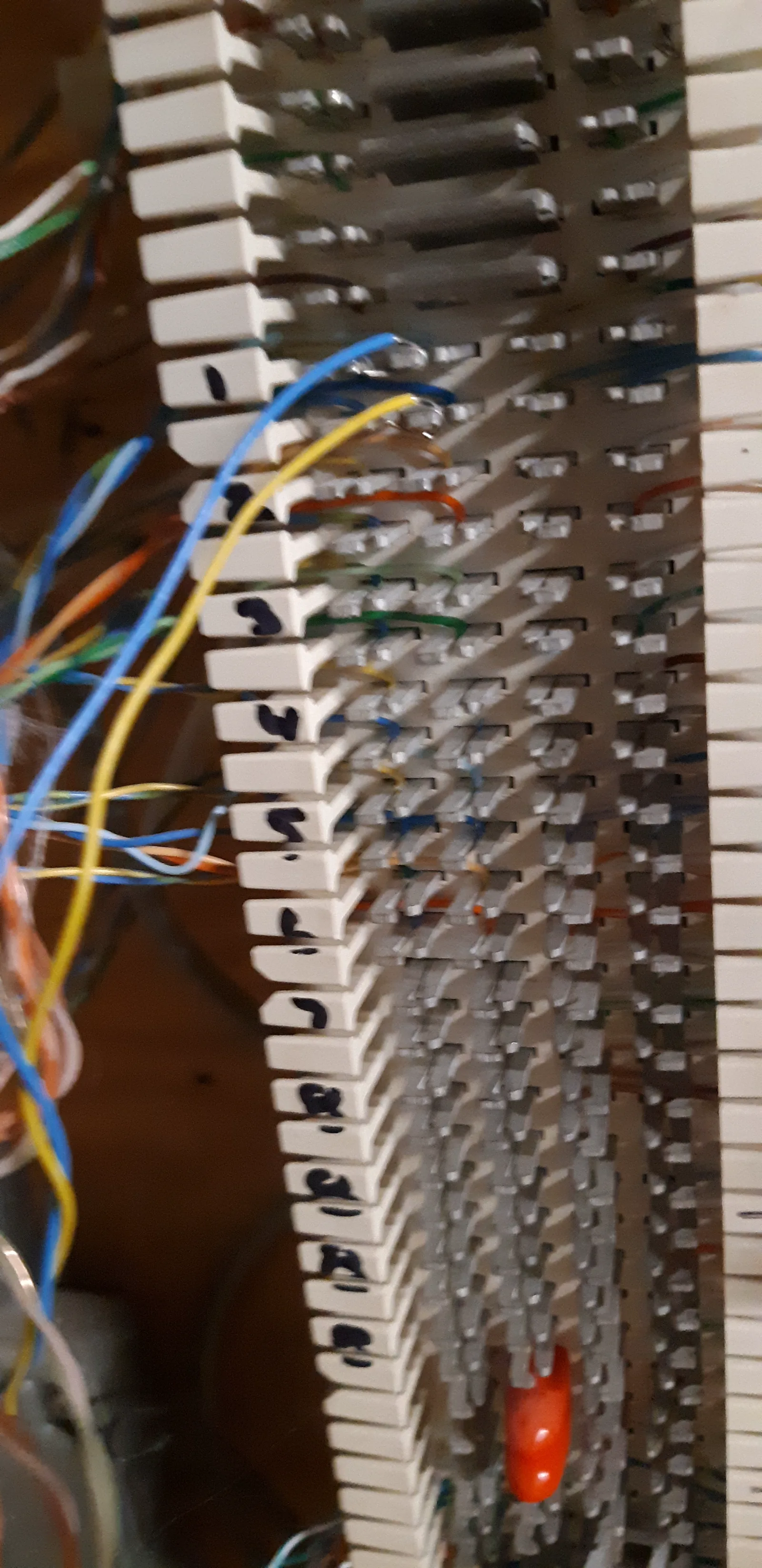 A damaged punch-down connection