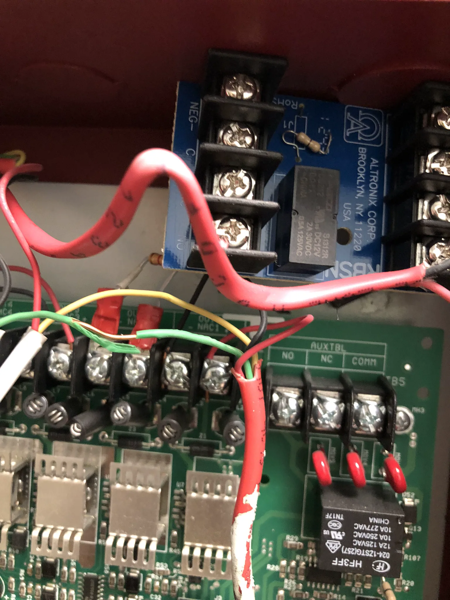 A questionable fire alarm panel interior