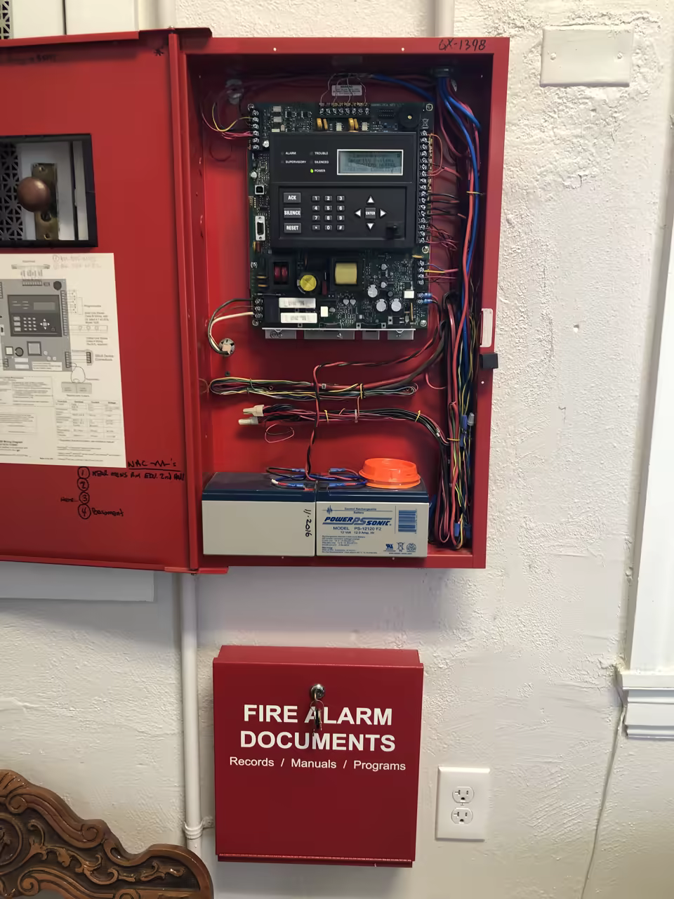 Open Silent Knight addressable fire alarm control panel