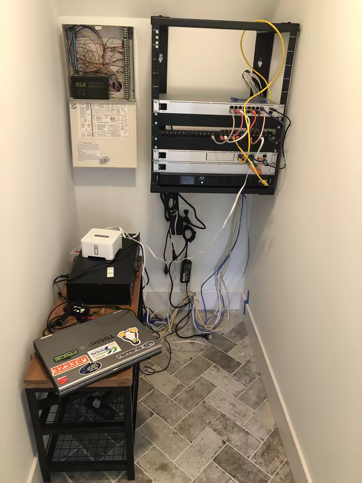 Closet underway: loading the rack.